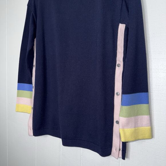 Talbots Women’s Tipped Side Button Sweater Navy Blue Size MP - Picture 5 of 6